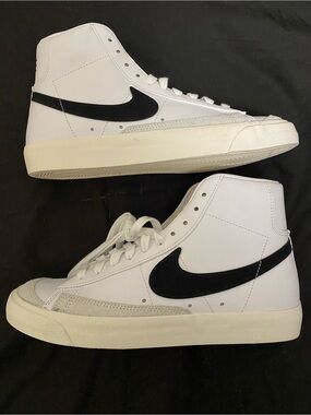 Nike Blazer White High-Top Sneakers with Black Swoosh